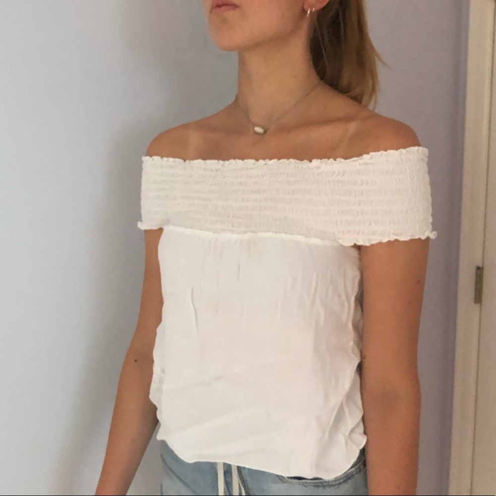 Brandy Melville white flowy off the shoulder top